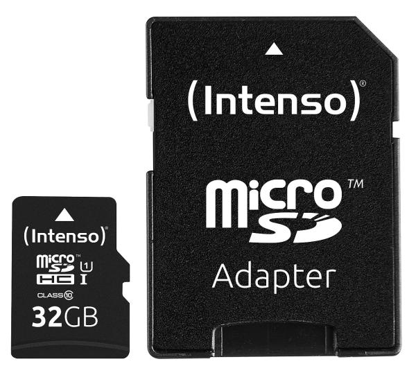 Intenso microSDHC-Speicherkarte Premium 32 GB - schnelle Lösung für Smartphone, Tablet, Kameras - UHS-I, Class 10/U1, 45/90 MB/s Lesen/Abrufen
