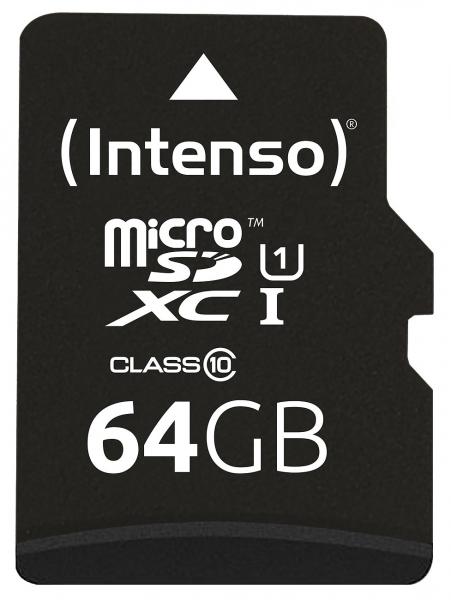 Intenso microSDXC-Speicherkarte UHS-I Premium 64 GB - Blitzschnelle Datenspeicherung für Smartphone Tablet & Kamera - Class 10/U1 bis 45 MB/s mit SD-Adapter