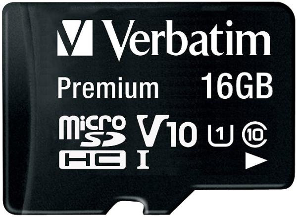 Verbatim Premium microSDHC-Speicherkarte 16 GB - Ideal für Smartphones & Tablets - 80 MB/s, Class 10, U1, inkl. SD-Adapter - Schnelle Datenübertragung