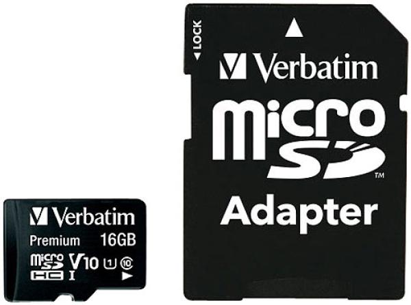 Verbatim Premium microSDHC-Speicherkarte 16 GB - Ideal für Smartphones & Tablets - 80 MB/s, Class 10, U1, inkl. SD-Adapter - Schnelle Datenübertragung