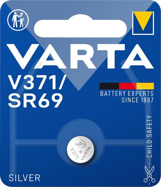 VARTA Knopfzelle V 371 / SR69 - Quecksilberfreie Silberoxid-Batterie 1,55V 30 mAh - Langlebig für Uhren Autoschlüssel Messgeräte - Typ AG6 D371