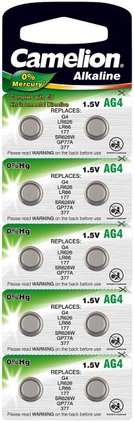 Knopfzelle AG4 LR66 LR626 177 - 10er Blister Alkaline-Knopfzellen - 1.5V 20mAh - Langlebig für Uhren Radios Pulsmesser Thermometer Taschenrechner