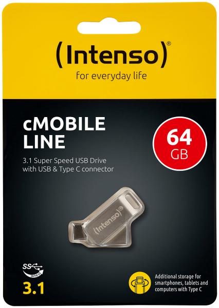 USB-Stick cMobile Line 64 GB - Datenaustausch PC & Smartphone - USB Typ A 3.0 & Typ C 3.1 OTG - bis 70 MB/s - Metallgehäuse