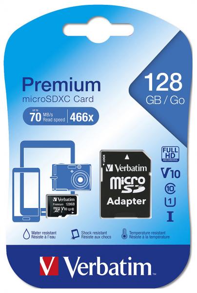 Premium microSDXC-Speicherkarte 128 GB - Ultraschnelle Datenübertragung 90 MB/s - Class 10 U1 - Für Smartphone, Tablet, Kamera mit SD-Adapter