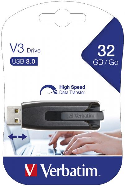 USB Stick V3 Drive 32 GB - Schneller USB 3.0 SuperSpeed Datentransfer bis 80 MB/s lesen, 25 MB/s schreiben - Einziehbarer Stecker für sichere Daten