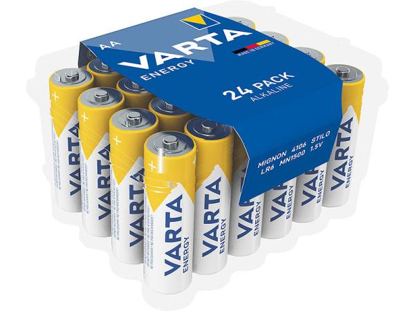 Varta Energy Alkaline Batterien AA Mignon LR6 - Zuverlässige 1.5V Energie für Haushalt & Geräte - 24er-Set mit Box - Made in Germany