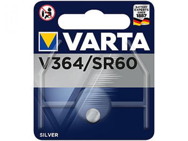 Varta SilverOxide-Knopfzelle Typ 364/SR60 - 17 mAh, 1.55V für Hörgeräte, Fernbedienungen, Autoschlüssel & Spielzeug - Hohe Temperaturresistenz