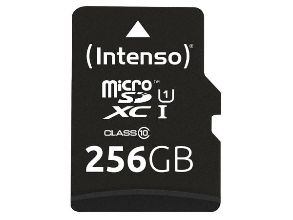 Intenso microSDXC-Speicherkarte UHS-I Premium 256 GB - Für Smartphone, Tablet, Kamera - bis 45 MB/s Lesen - Class 10/U1 mit SD-Adapter