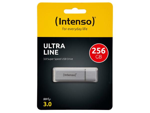 Intenso Ultra Line USB-3.0-Speicherstick 256 GB - Blitzschnelle Datenübertragung bis 70 MB/s für PC, Mac & Handy - Robustes Aluminium-Gehäuse in Silber