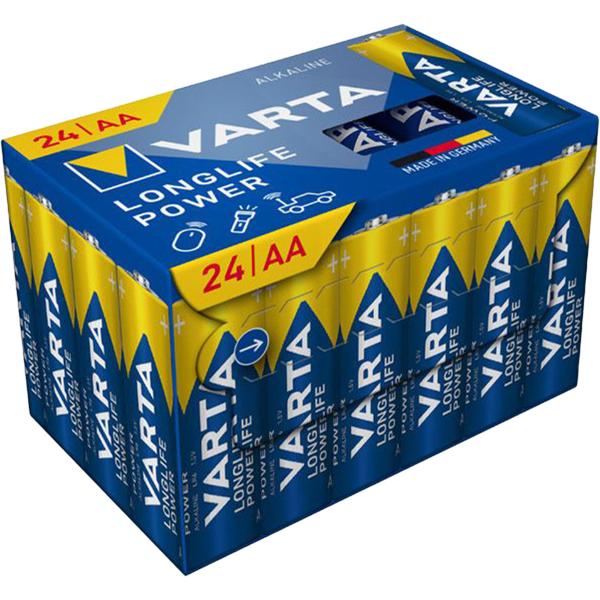 VARTA Longlife Power Alkaline Batterien AA Mignon - 24er-Pack LR6, 1,5 Volt - Zuverlässige Energie für Fernbedienungen, Spielzeug & Radios