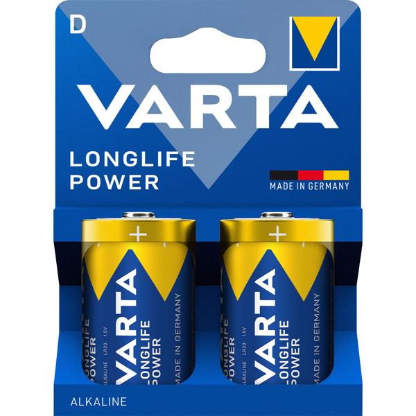 Varta Longlife Power Alkaline-Batterie D LR20 1,5V 4er-Set - Ideal für stromhungrige Geräte wie Radios Taschenlampen Spielzeug - Made in Germany