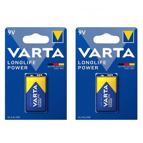 Longlife Power Batterie, Typ 9V/E-Block / 6LR3146, 9 Volt 2er-Set
