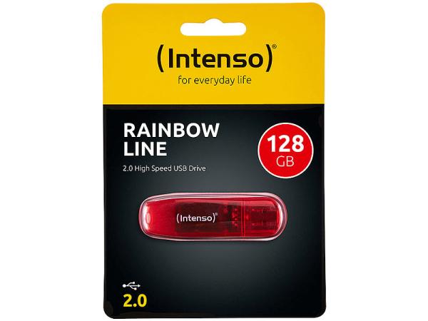 128 GB USB-2.0-Speicherstick Rainbow Line transparent-rot - Schnelle Datenspeicherung für Dokumente Musik Videos - Kompatibel Windows/Mac - Kompakt & leicht