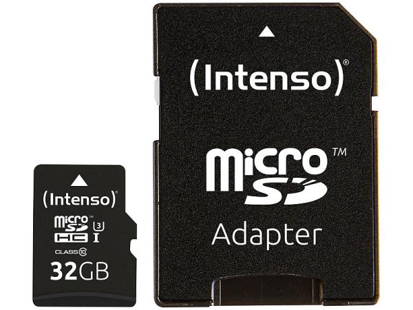 Intenso Professional microSDHC-Speicherkarte 32 GB U3 - High-Speed bis 90 MB/s - Inkl. SD-Adapter für Smartphones, Tablets & Kameras