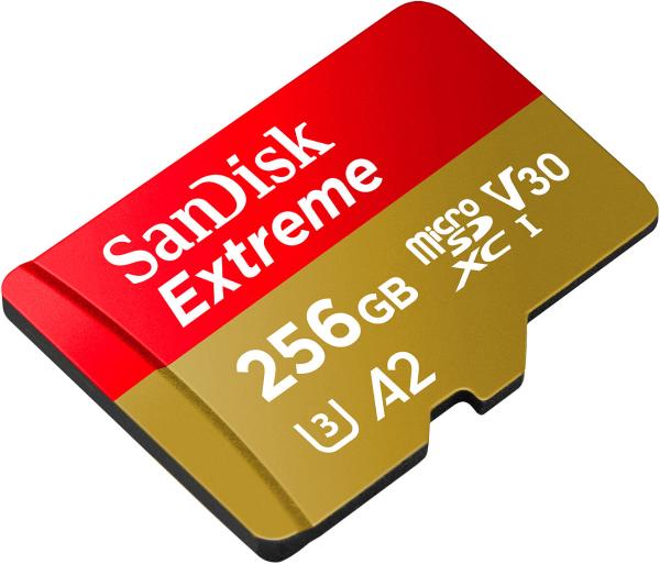 SanDisk Extreme microSDXC (SDSQXAV-256G-GN6MA) 256 GB - Ideal für 4K-UHD-Videos & Apps - 190 MB/s Lesen - U3 V30 A2-Standard - Robust
