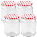4er Set Einmachgläser - 540ml mit Schraubdeckel (Karo-Muster) - Praktische St...