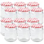 12er Set Einmachgläser - 540ml mit Schraubdeckel (Karo-Muster) - Praktische S...