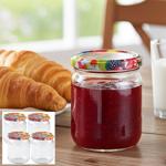 4er Set Einmachgläser - 540ml mit Schraubdeckel (Früchte-Muster) - Praktische...