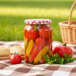 4er Set Einmachgläser - 720ml mit Schraubdeckel (Karo-Muster) - Praktische St...