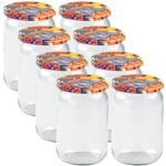 8er Set Einmachgläser - 720ml mit Schraubdeckel (Früchte-Muster) - Praktische...