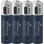 USB-C Li-Ion AAA Akkus: 1,5V, 500mAh, 4er-Pack wiederaufladbar & hohe Kapazit...