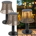 2er-Set Retro LED-Solar-Tischlampe mit Lampenschirm in Rattan-Optik , 21 x 33...