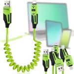 4in1 Spiralladekabel 65W, USB-C auf USB-C mit Adaptern für USB-A & Lightning ...