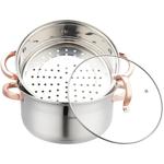 Edler Kochtopf inklusive Dampfeinsatz und Deckel, silber-roségold, 5 l - scho...