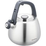 Klassischer Edelstahl-Wasserkessel mit schwarzen Griffen, 2,5 l, für alle Her...