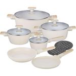 Hochwertiges Design Kochset m. marmorierter Antihaftbeschichtung, inkl. Unter...