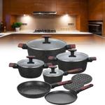 Hochwertiges Design Topf- und Pfannen-Set m. marmorierter Antihaftbeschichtun...