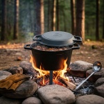 Traditioneller Dutch Oven aus Gusseisen, 8 Liter, Lagerfeuertopf für perfekte...