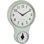 Vintage Küchenuhr, H 30 cm, mint-grün, batteriebetrieben, mit Küchentimer, le...