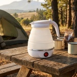 Faltbarer Wasserkocher, weiss, 600 ml: Für Reisen, Camping & Zuhause, platzsp...