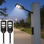 2er-Set LED Solar Strassenleuchte mit Lichtsensor & Fernbedienung, 100 Watt, ...