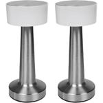 2er-Set Elegante LED Tischlampe in Silber-Optik, Touch-Steuerung: Stilvolle B...