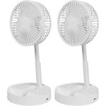 2er-Set Mobiler Akku Tischventilator (Weiss) klappbar mit Handyhalterung: Kab...