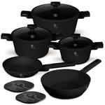 Design Kochset inkl. Untersetzer, Aluminium, 10-teilig, Titan Antihaftbeschic...
