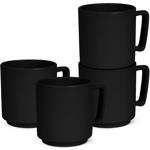 Hochwertiges Steingut Tassen Set (4 Stück, 300ml): Design Tassen in Mattschwa...