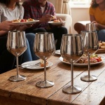 Elegantes 4tlg. Metall Weinglas Set, silber: Unzerbrechlich & stilvoll für We...