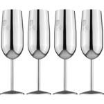 Elegantes 4tlg. Metall Champagnerglas Set, silber: Unzerbrechlich & stilvoll ...