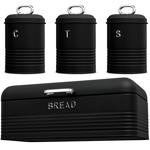Vintage-Vorratsbehälter-Set: Edelstahl, edles matt-schwarz, Brotbox, Kaffeedo...