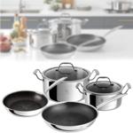 Premium Kochgeschirr-Set 6-teilig aus Edelstahl – Töpfe und Pfannen, kratzfes...