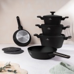 Design Kochset inkl. Untersetzer, Aluminium, 10-teilig, Titan Antihaftbeschic...