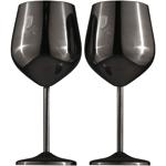 Elegantes 2tlg. Metall Weinglas Set, schwarz: Unzerbrechlich & stilvoll für W...