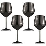 Elegantes 4tlg. Metall Weinglas Set, schwarz: Unzerbrechlich & stilvoll für W...