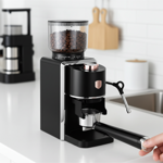 Professionelle elektrische Kaffeemühle, schwarz-roségold, 230g, 35 Mahlstufen...