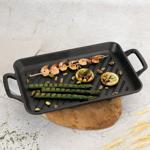 Hochwertige rechteckige Grillplatte aus Gusseisen (33x22 cm) mit Griffen: Für...