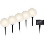 Dekorative 5er Solar Leuchtkugeln mit Erdspiess: Warmweiss & RGB - LED Garten...