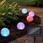 Dekorative 5er Solar Leuchtkugeln mit Erdspiess: Warmweiss & RGB - LED Garten...